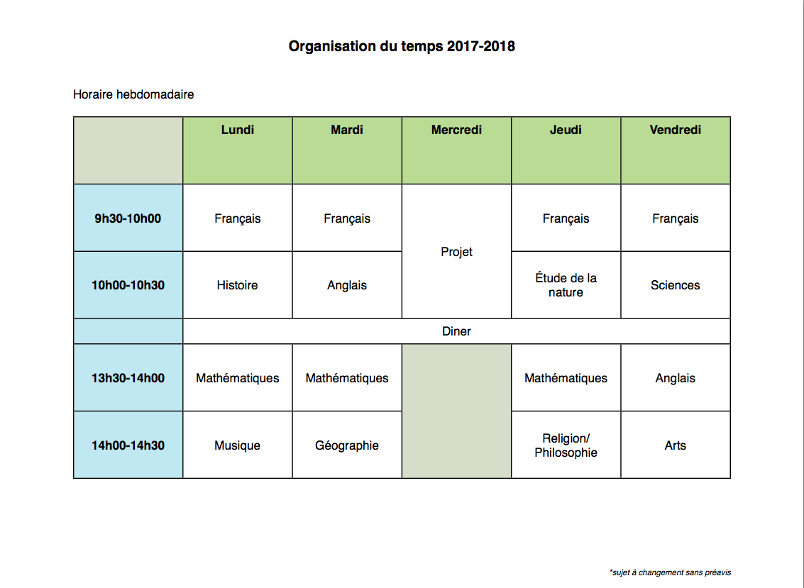 schedule, horaire